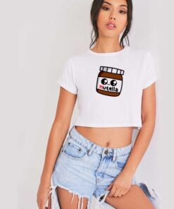 Cute Nutella Shine Eyes Jar Crop Top Shirt