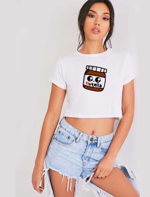 Cute Nutella Shine Eyes Jar Crop Top Shirt