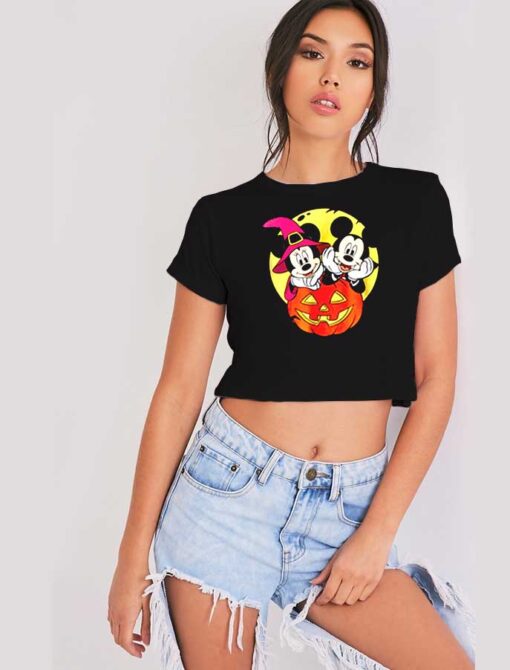 Disney Mickey and Minnie Halloween Night Crop Top Shirt