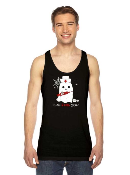 Halloween Nurse Ghost I Will Stab You Tank Top