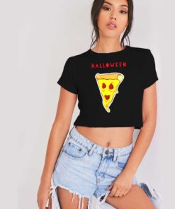 Halloween Pizza Slice Face Costume Crop Top Shirt