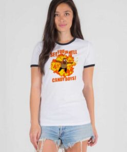 Homer Simpsons See You In Hell Candy Boys Ringer Tee