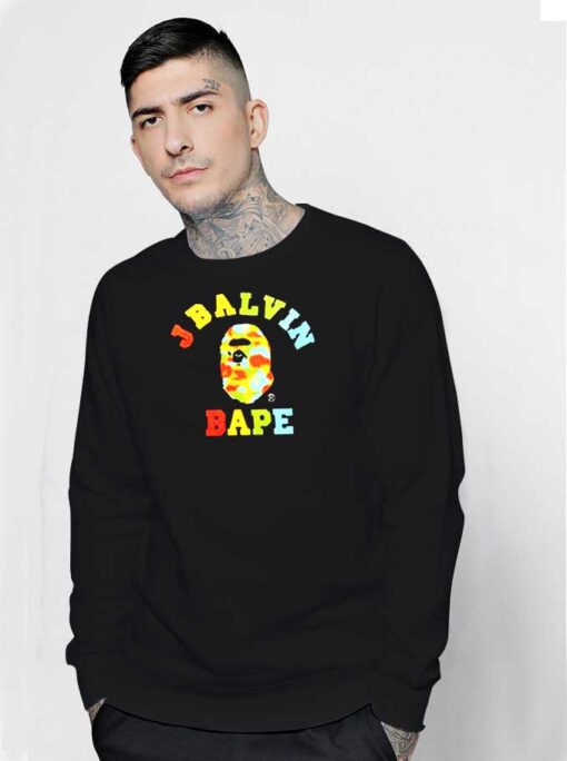 J Balvin x Bape Ape Colorful Logo Sweatshirt