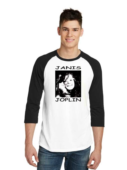 Janis Joplin American Glasses Singer Raglan Tee