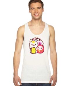 Japanese Maneki Neko Daruma Kawaii Tank Top