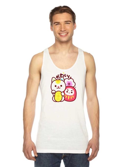 Japanese Maneki Neko Daruma Kawaii Tank Top