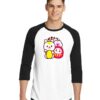 Japanese Maneki Neko Daruma Kawaii Raglan Tee