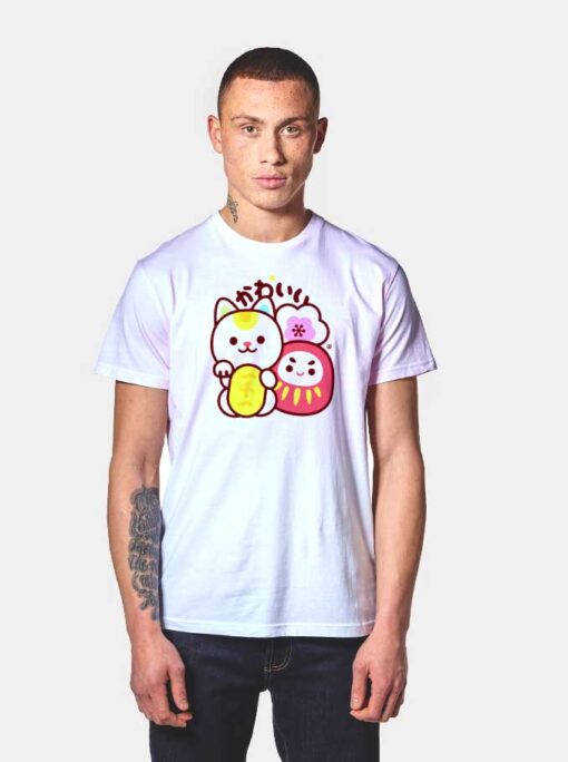 Japanese Maneki Neko Daruma Kawaii T Shirt