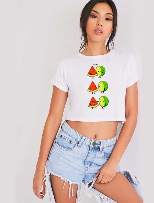 Kawaii First Kiss Watermelon Lemon Crop Top Shirt