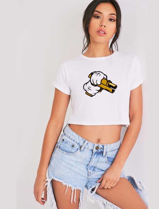 Mickey Mouse Cock A Handgun Crop Top Shirt