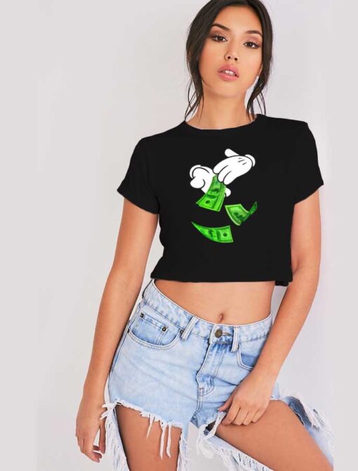 Mickey Mouse Make It Rain Money Crop Top Shirt