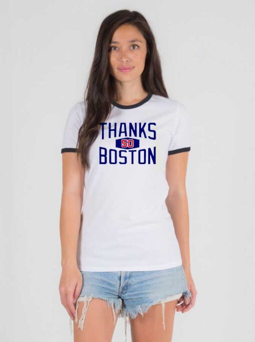 Mookie Betts Thanks Boston 50 Ringer Tee