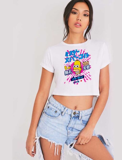 Simpsons Mr Sparkle Rising Sun Japanese Flag Crop Top Shirt