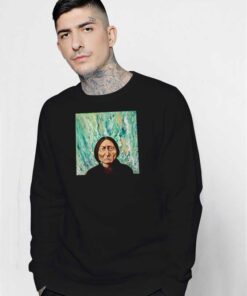 Sitting Bull In Liquid Green Painting Sweatshirt