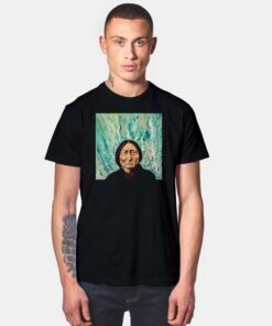 Sitting Bull In Liquid Green Painting T Shirt