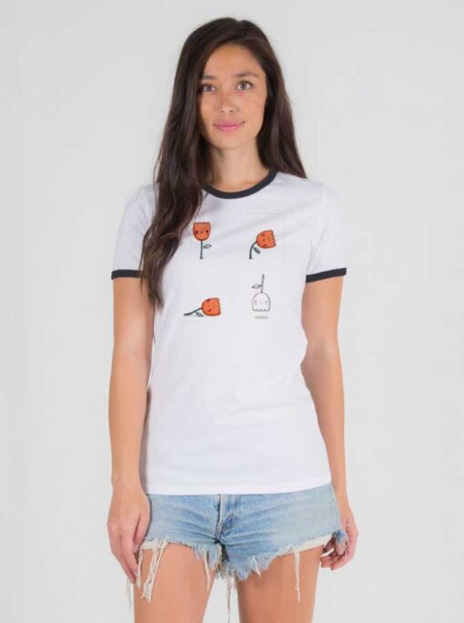 The Life Of Ghost Tulip Flower Halloween Ringer Tee