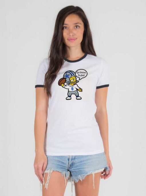 Troy Aikman Bart Simpson Football Ringer Tee