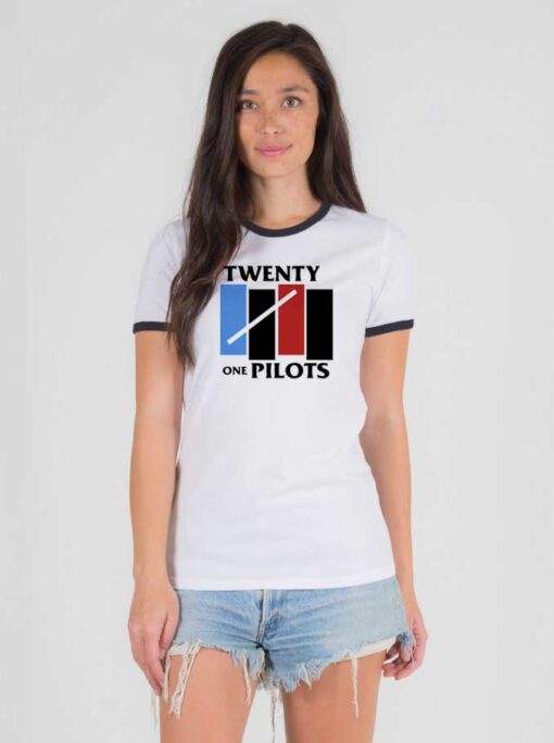 Twenty One Pilots Black Flag Logo Ringer Tee