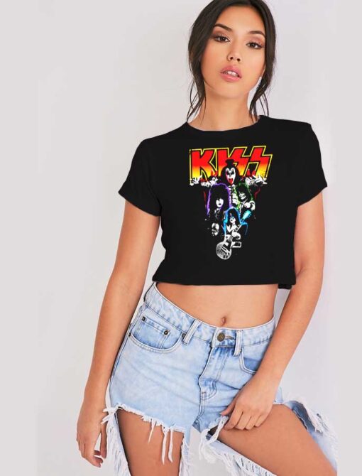 Vintage Kiss Band Neon Logo Crop Top Shirt