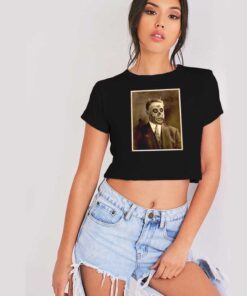 Vintage Satan Demon Face Portrait Crop Top Shirt