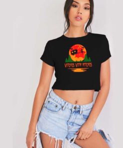 Witches With Hitches Halloween Red Moon Crop Top Shirt