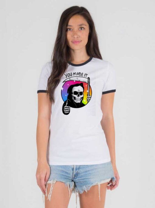 Yay You Made It Rainbow Grim Reaper Ringer Tee