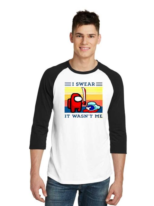 Among Us I Swear It Wasnt Me Impostor Vintage Raglan Tee