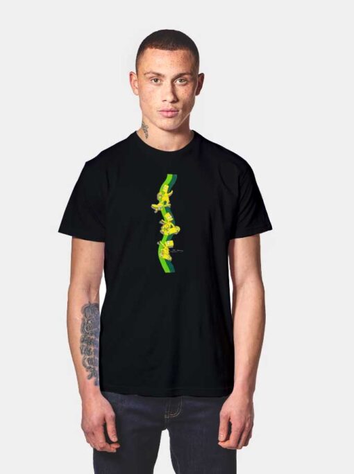 Bart Simpson Skateboarding On Rainbow T Shirt