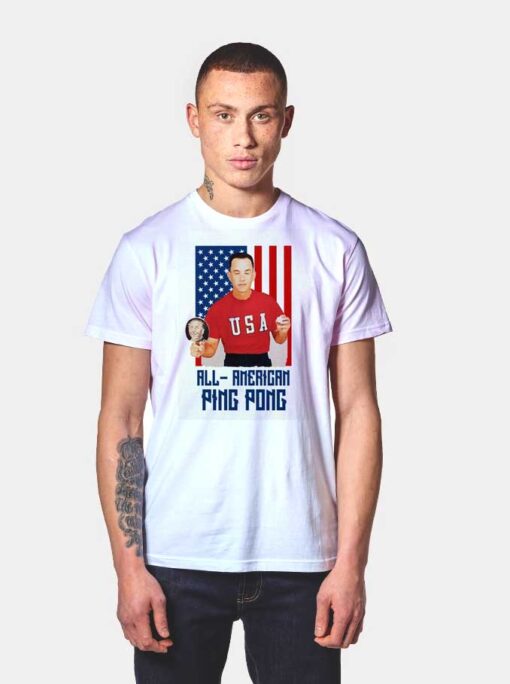 Forest Gump All American Ping Pong Flag T Shirt