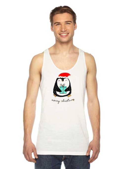 Merry Christmas Penguin Gift Box Tank Top