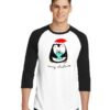 Merry Christmas Penguin Gift Box Raglan Tee