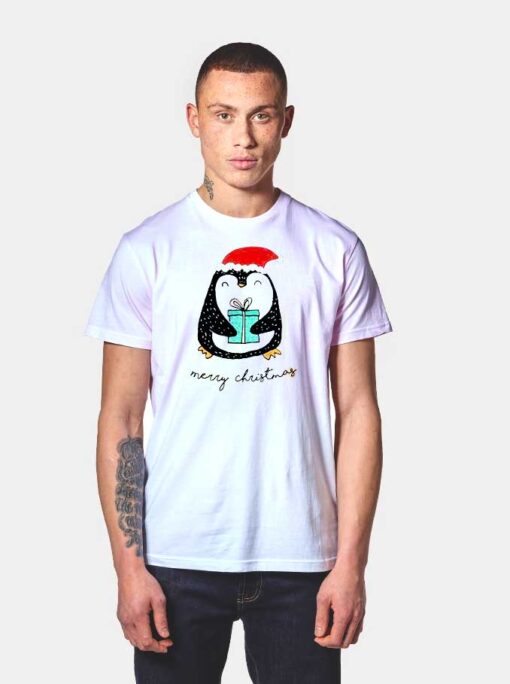 Merry Christmas Penguin Gift Box T Shirt