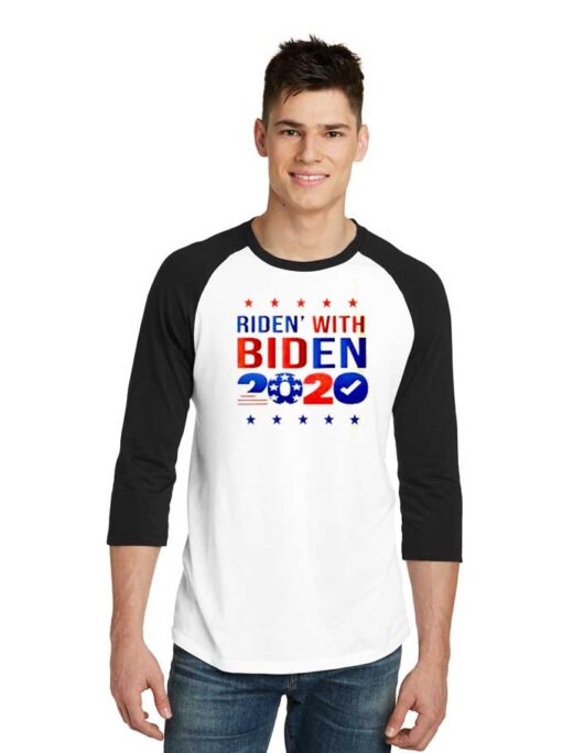 Ridin With Biden 2020 America Flag Raglan Tee