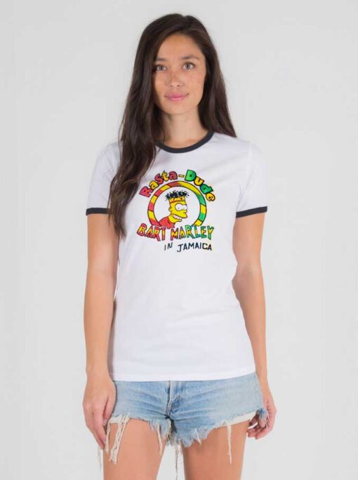 Simpsons Rasta Dude Bart Marley In Jamaica Ringer Tee