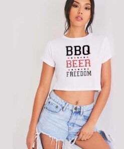 BBQ Beers Freedom America Flag Crop Top Shirt