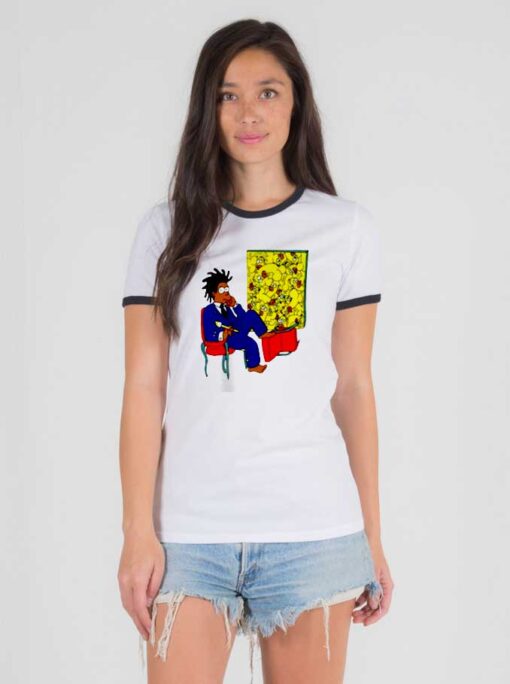 Basquiat Simpson Cartoon Painting Ringer Tee