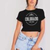 Classic Colorado Mountain Est 1876 Crop Top Shirt