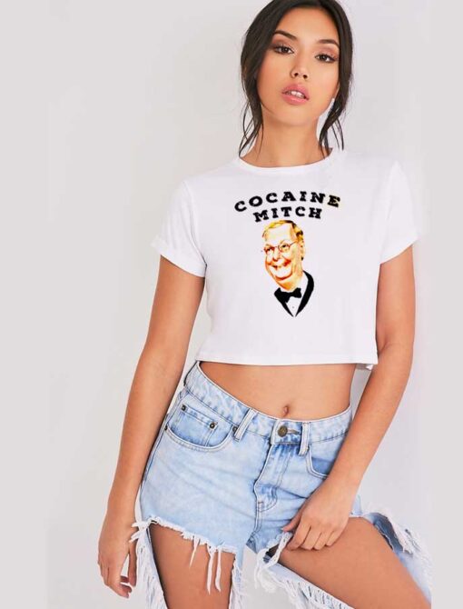 Cocaine Mitch Photo Cartoon Crop Top Shirt