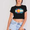 Colorado Flag and Mountains Crop Top Shirt