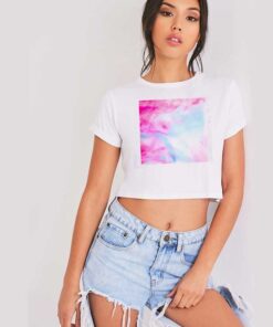 Cotton Candy Clouds Picture Crop Top Shirt