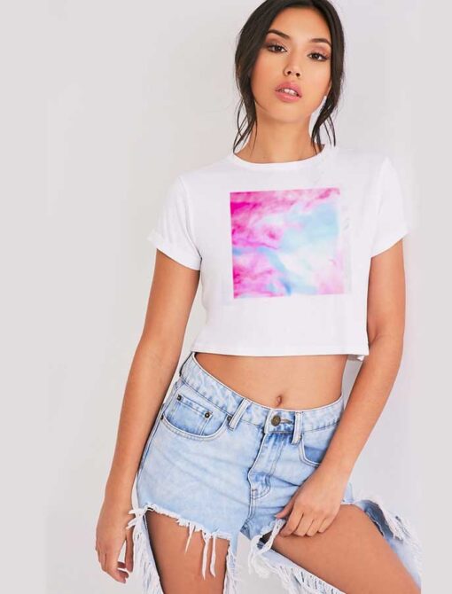 Cotton Candy Clouds Picture Crop Top Shirt