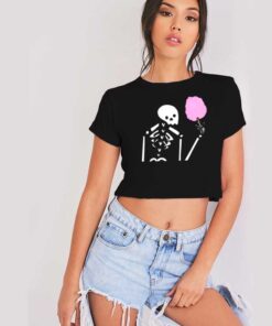 Cotton Candy Skeleton Festival Crop Top Shirt