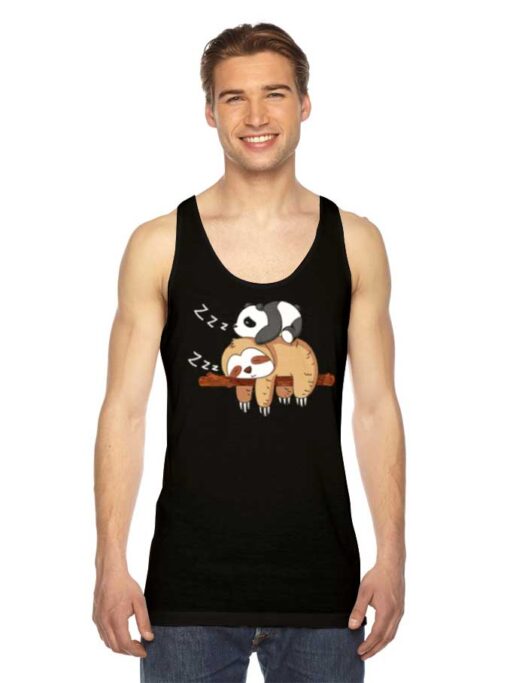 Cute Panda Sleeping on Sloth Animal Tank Top