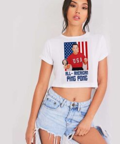 Forest Gump All American Ping Pong Flag Crop Top Shirt