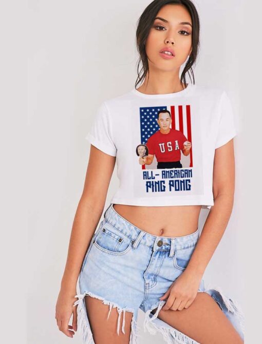 Forest Gump All American Ping Pong Flag Crop Top Shirt