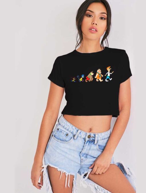 Hanna Barbera Evolution Cartoon Crop Top Shirt