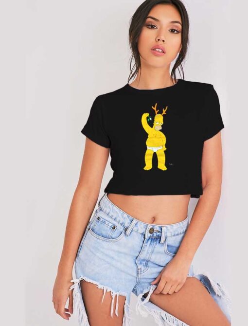 Homer Simpson Christmas Reindeer Crop Top Shirt