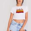 Japanese Anime Hentai Flames Logo Crop Top Shirt