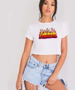 Japanese Anime Hentai Flames Logo Crop Top Shirt