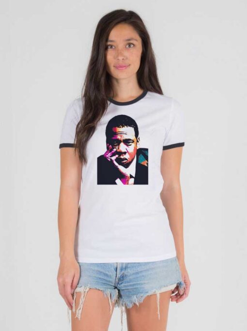 Jay-Z Hand On Cheek Photo Ringer Tee